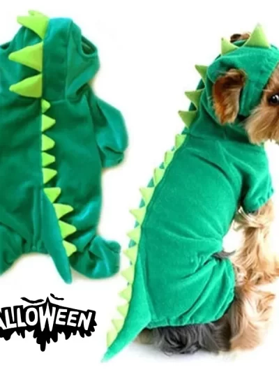 Halloween Dog Dinosaur Costume Warm Winter Pet Clothes Funny Puppy Transfiguration Costume Dog Dino Hoodie Cosplay Photo Props