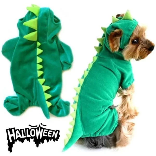Halloween Dog Dinosaur Costume Warm Winter Pet Clothes Funny Puppy Transfiguration Costume Dog Dino Hoodie Cosplay Photo Props