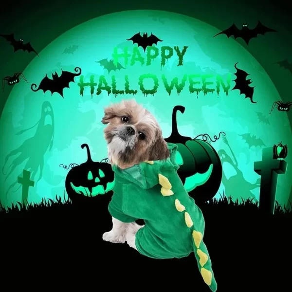 Halloween Dog Dinosaur Costume Warm Winter Pet Clothes Funny Puppy Transfiguration Costume Dog Dino Hoodie Cosplay Photo Props - Image 2