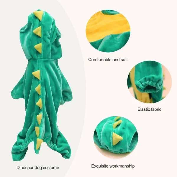 Halloween Dog Dinosaur Costume Warm Winter Pet Clothes Funny Puppy Transfiguration Costume Dog Dino Hoodie Cosplay Photo Props - Image 4