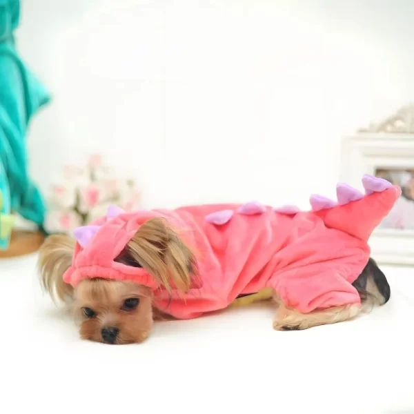 Halloween Dog Dinosaur Costume Warm Winter Pet Clothes Funny Puppy Transfiguration Costume Dog Dino Hoodie Cosplay Photo Props - Image 3